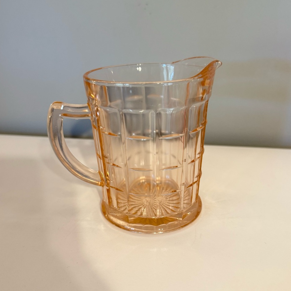 Hazel-Atlas Vintage Pink Depression Glass “Colonial Block” Patterned Creamer